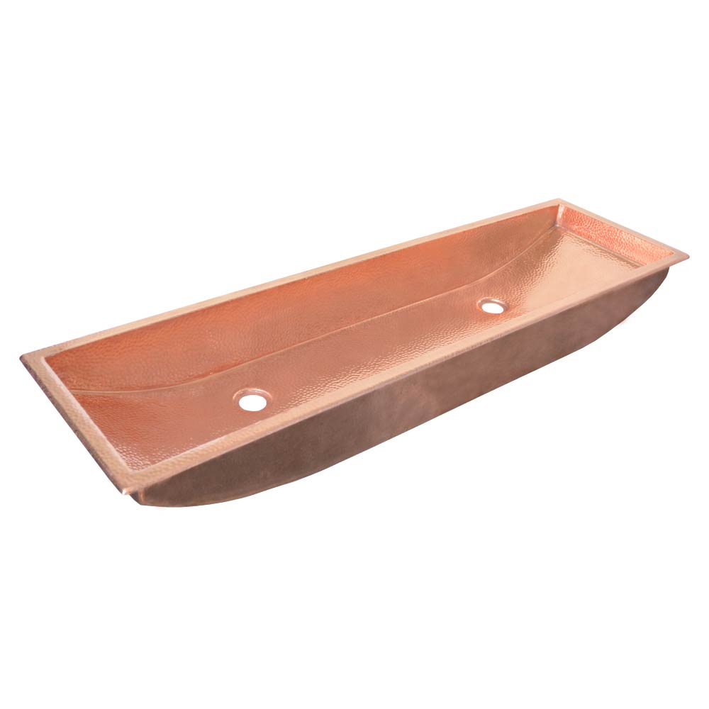 Native Trails Trough 48" Rectangular Hand Hammered Copper Bathroom Sink