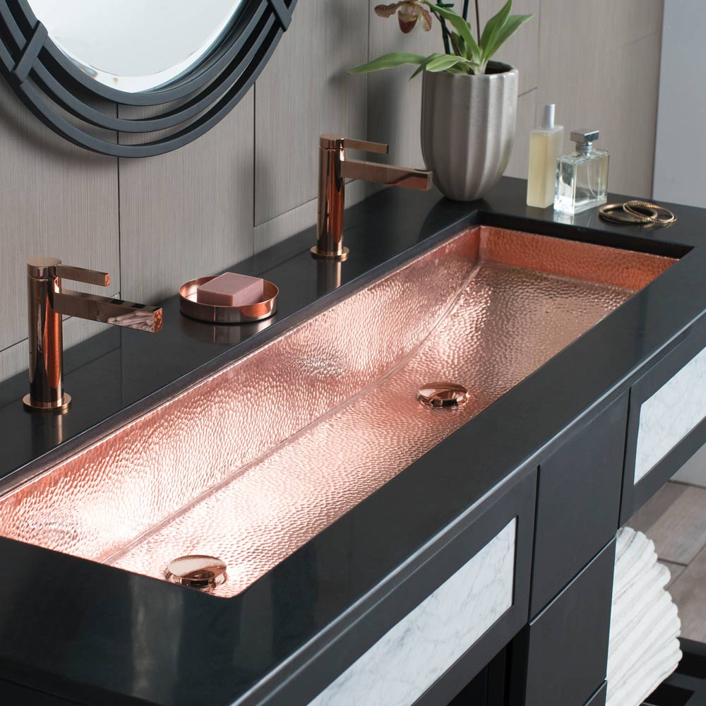 polished copper bathroom sink