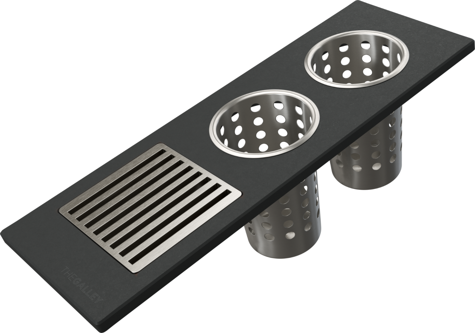 The Galley Upper Tier Utensil Caddy 6" x 18" with Mini Grate and Two Cylinders