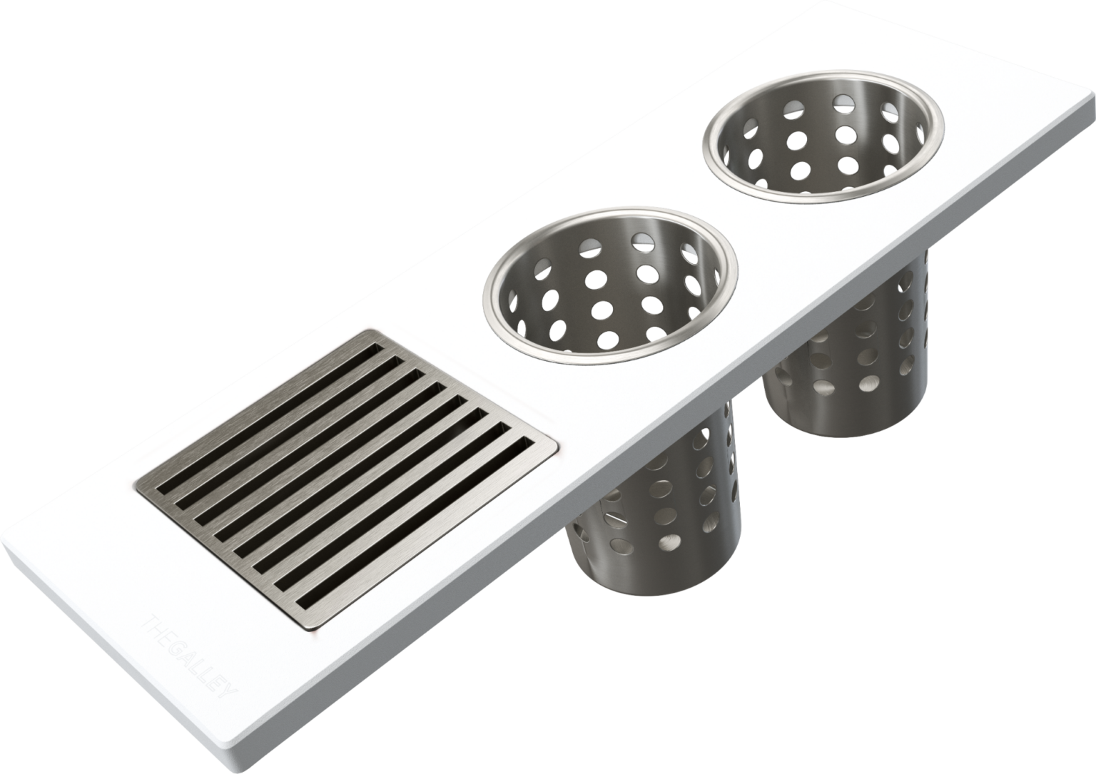 The Galley Upper Tier Utensil Caddy 6" x 18" with Mini Grate and Two Cylinders