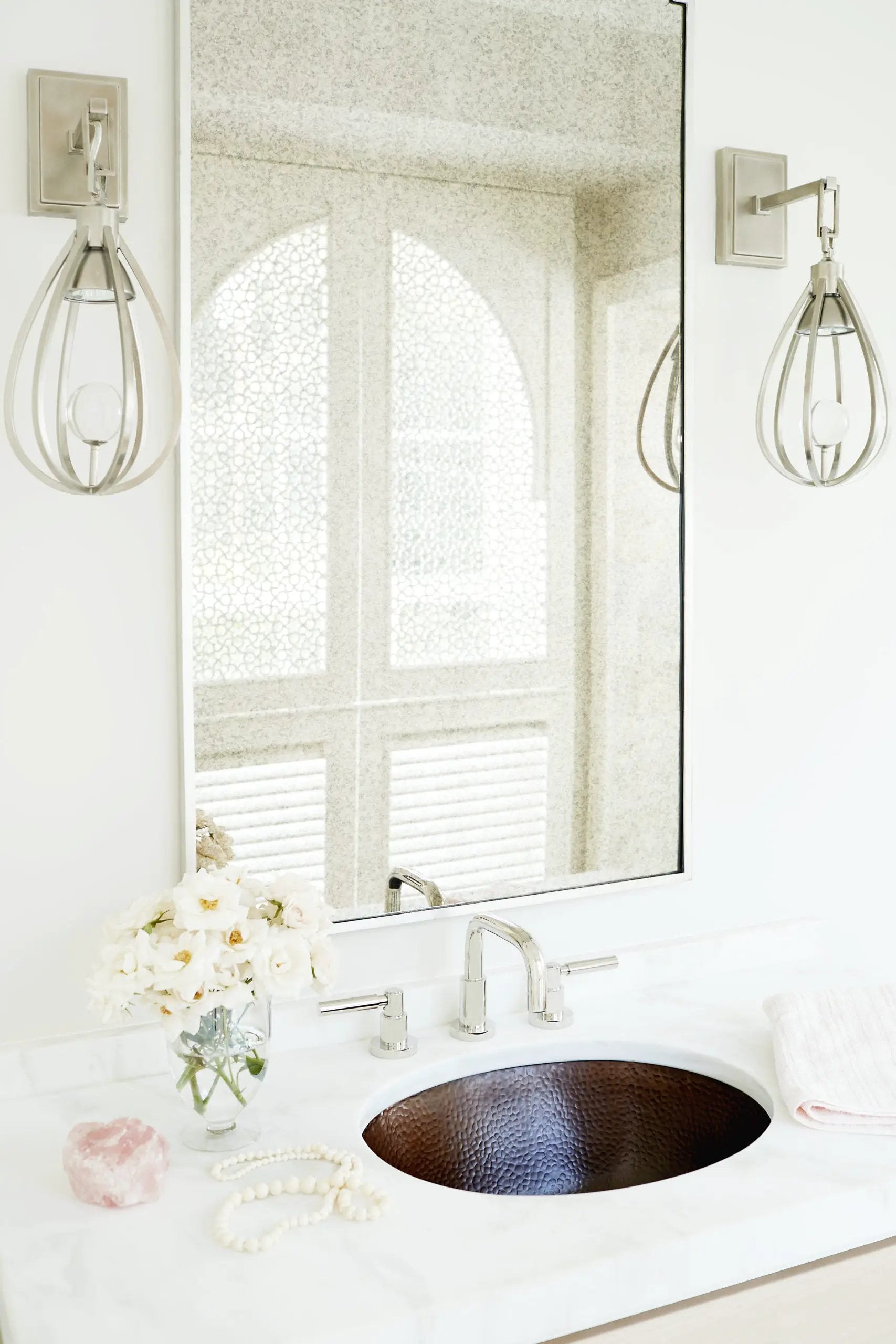 aged copper hammered sink