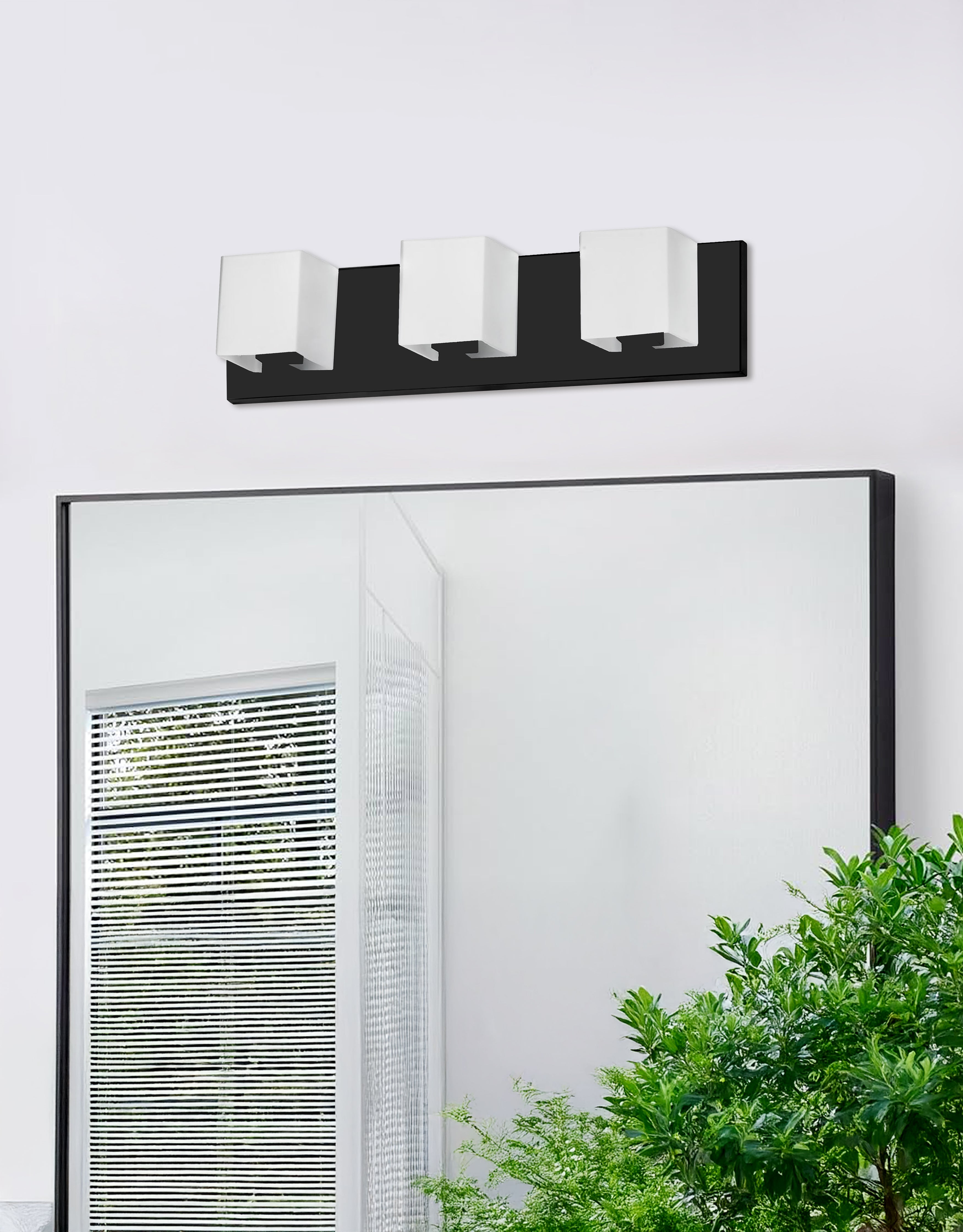 matte black with white glass wall mount