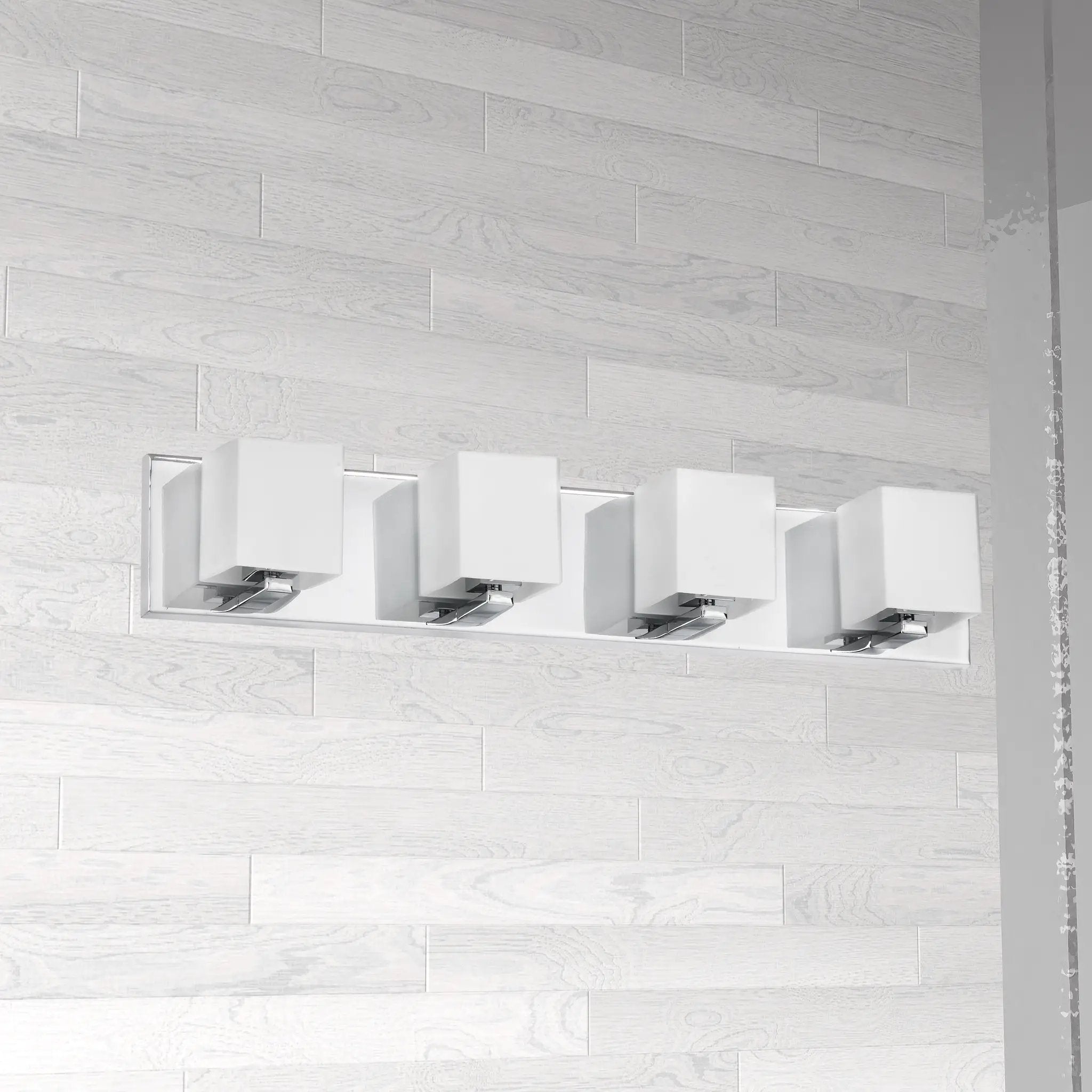 polished chrome with frosted white glass wall mount