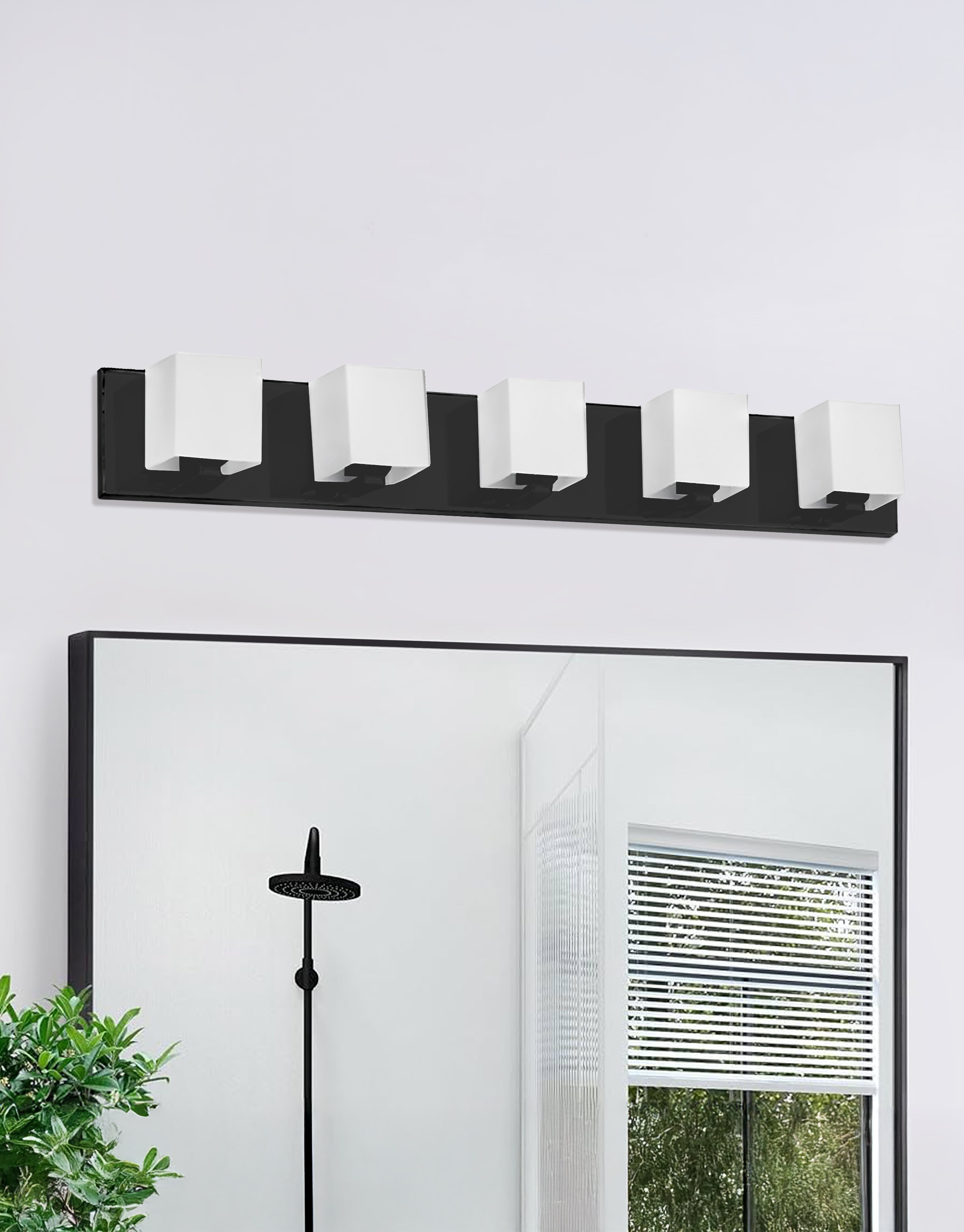 matte black with white glass wall mount