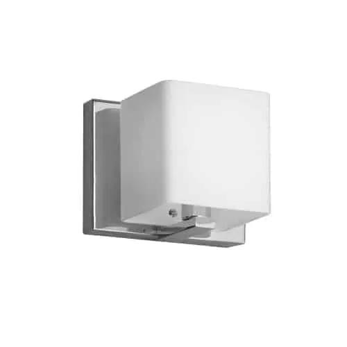 polished chrome with frosted white glass shade wall mount