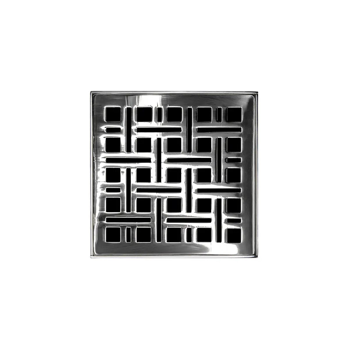 Infinity Drain 4" x 4" VD 4 Complete Kit with Weave Pattern Decorative Plate with ABS Drain Body, 2" Outlet by Infinity Drain