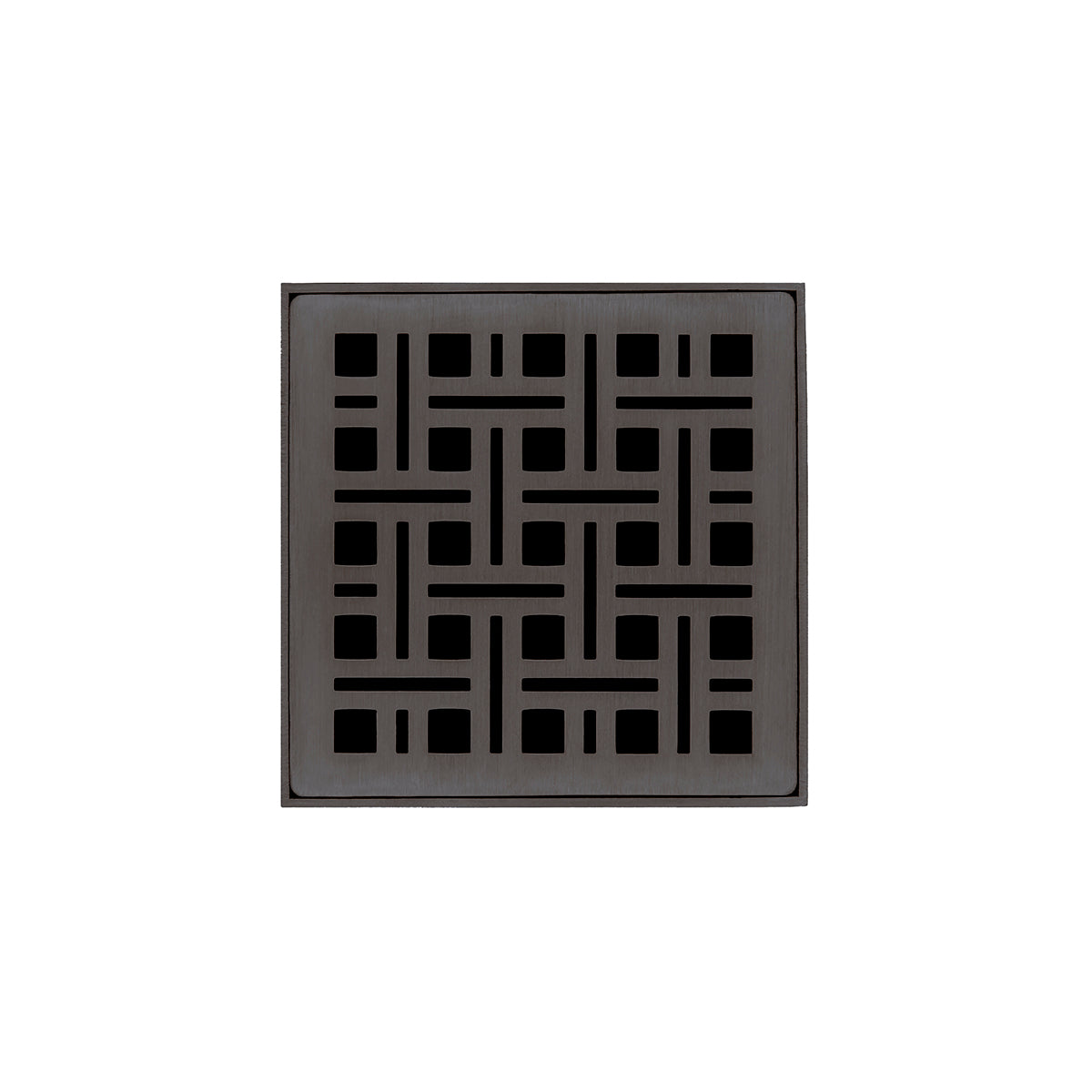 Infinity Drain 4" x 4" VD 4 Complete Kit with Weave Pattern Decorative Plate with Cast Iron Drain Body, 2" Outlet