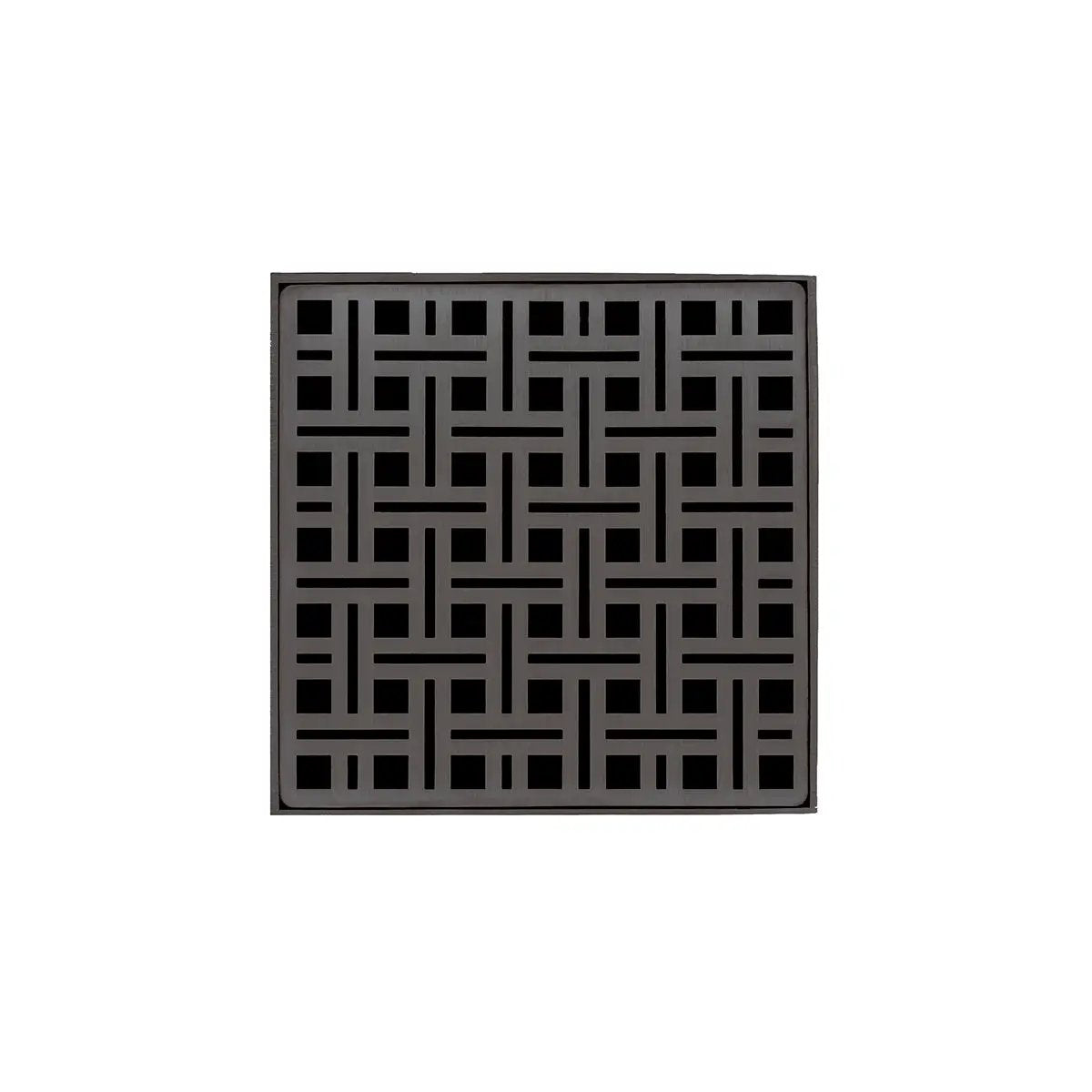 Infinity Drain 5" x 5" VDB 5 Complete Kit with Weave Pattern Decorative Plate with Stainless Steel Bonded Flange Drain Body, 2" No Hub Outlet by Infinity Drain
