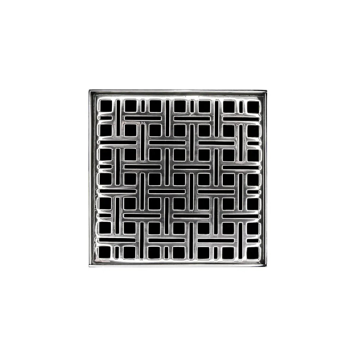 Infinity Drain 5" x 5" VDB 5 Complete Kit with Weave Pattern Decorative Plate with Stainless Steel Bonded Flange Drain Body, 2" No Hub Outlet by Infinity Drain