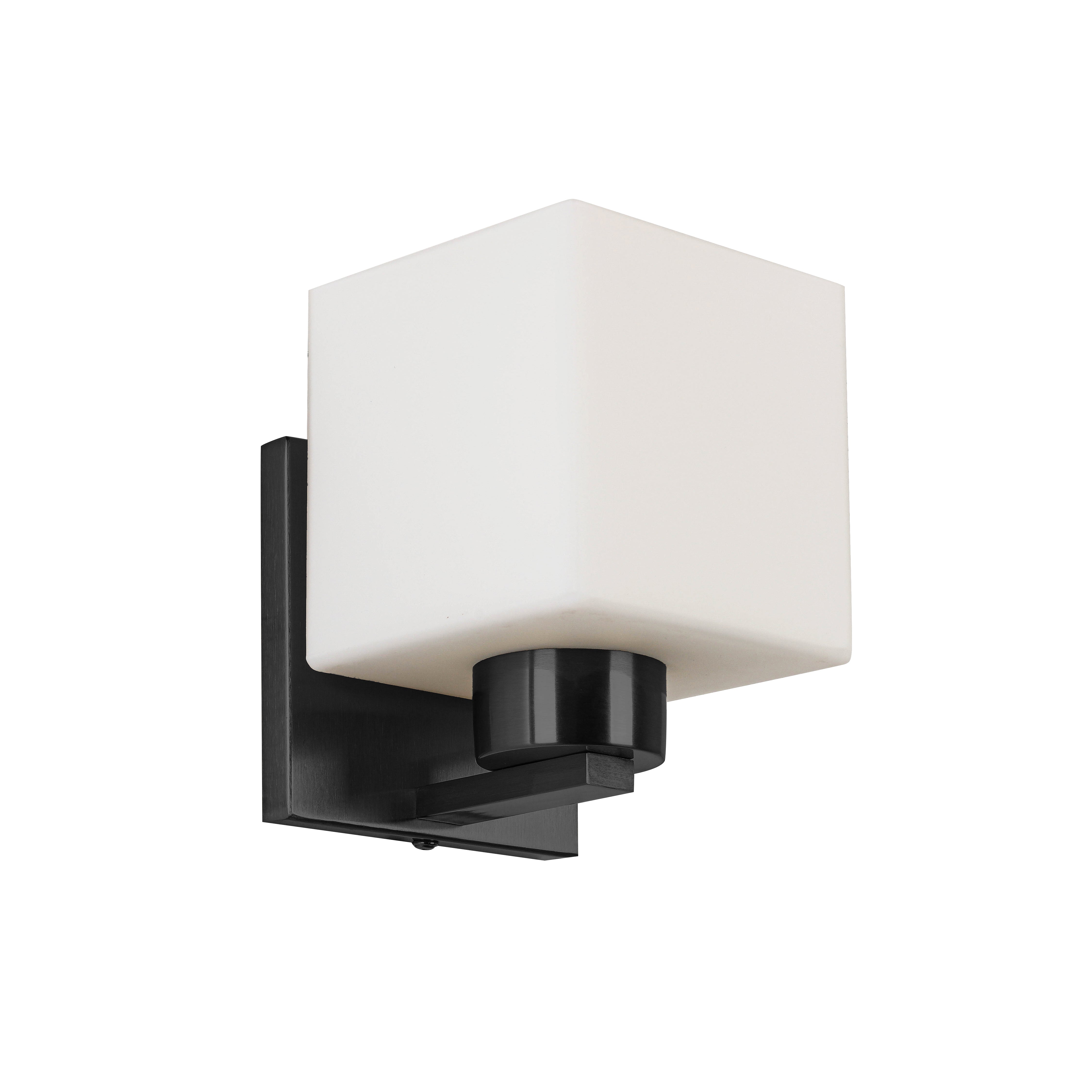 matte black with white opal glass wall mount