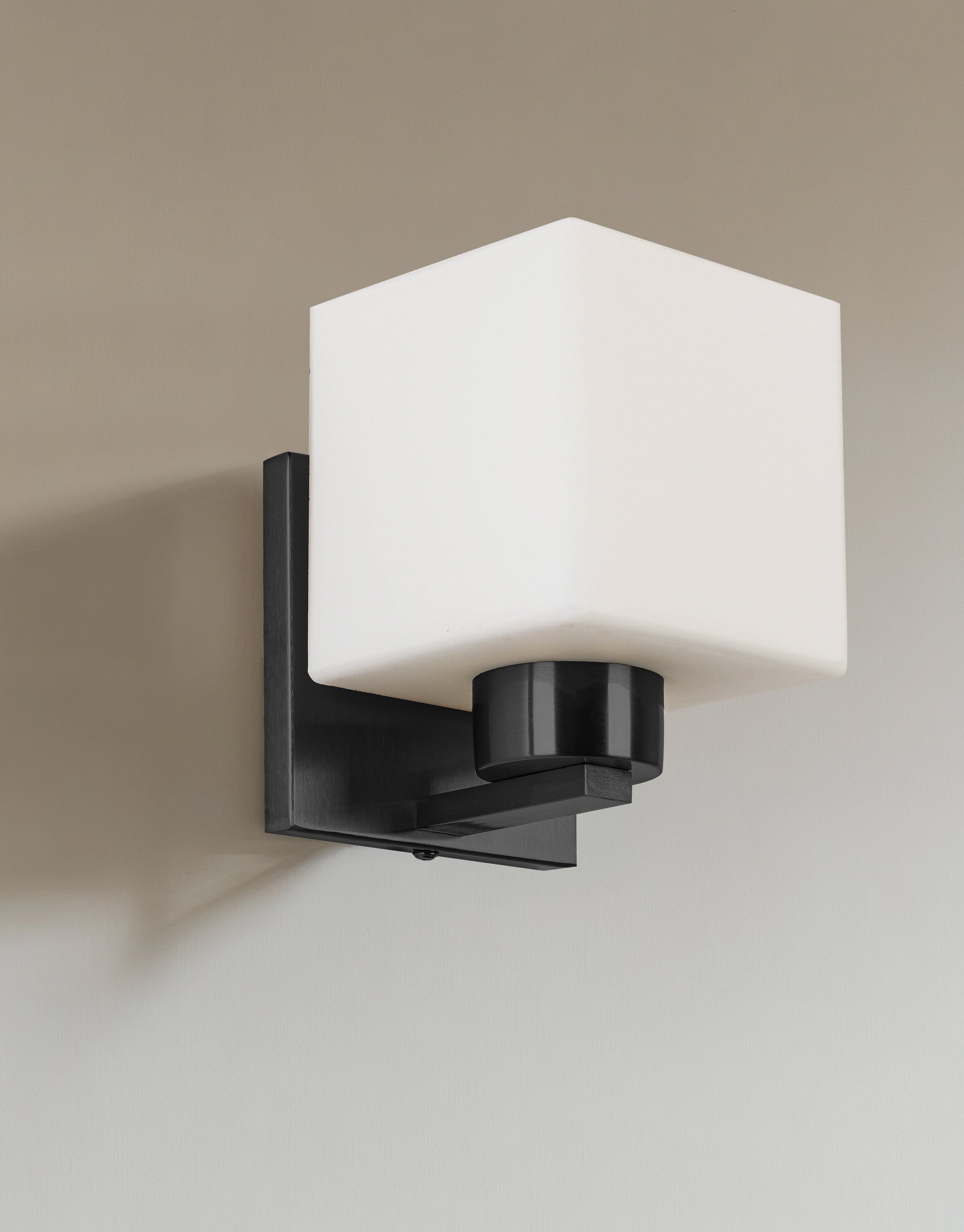 matte black with white opal glass wall mount