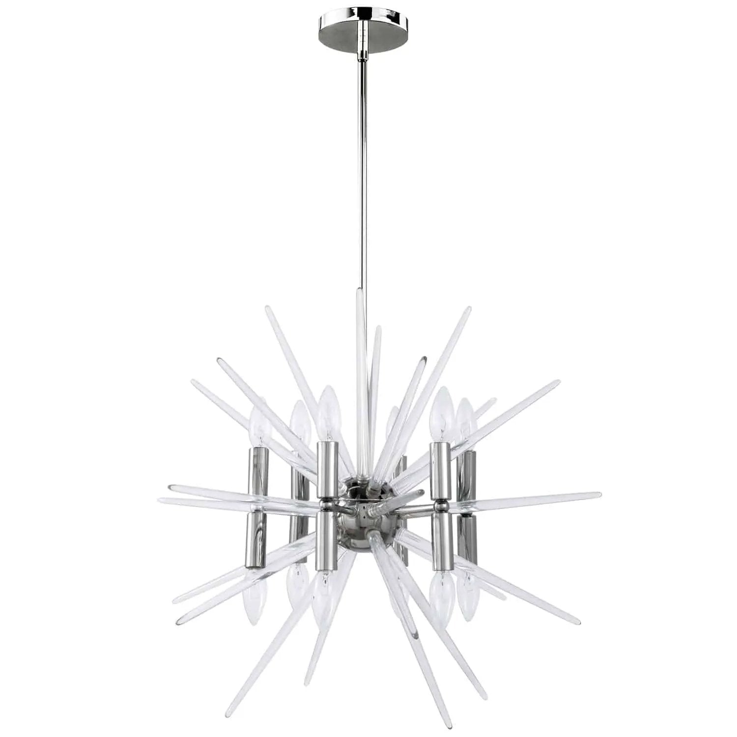 polished chrome with clear acrylic spikes pendants