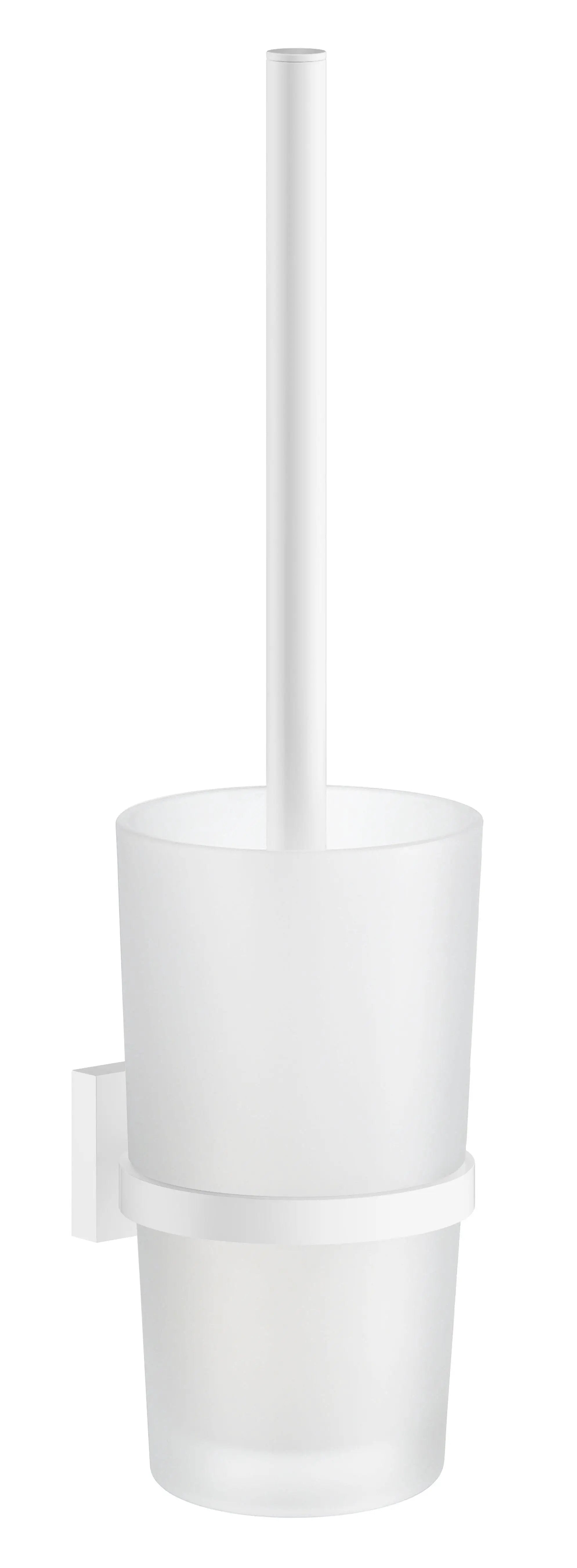 Smedbo House Toilet Brush including Container in Frosted Glass wall mounted in Polished Chrome by Smedbo