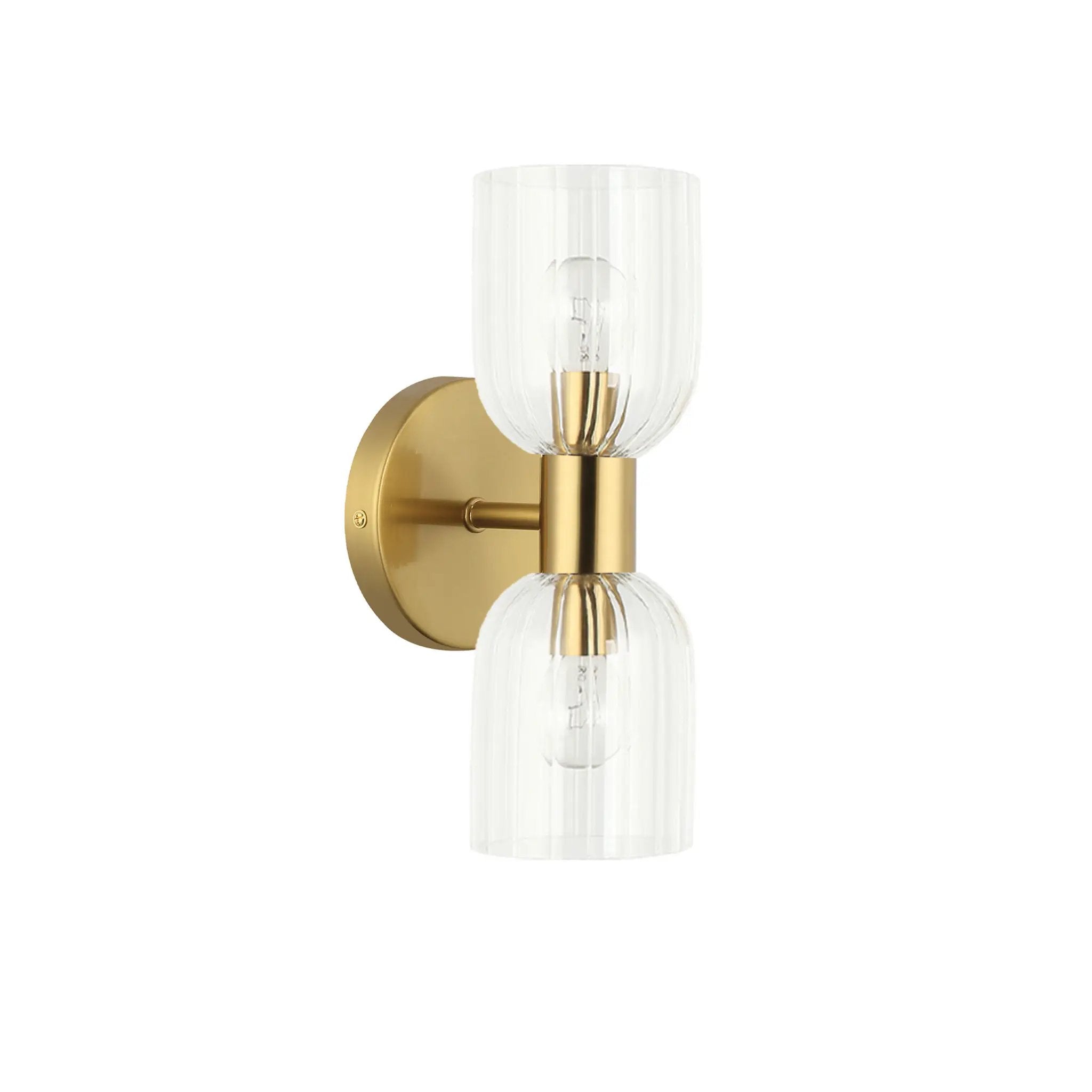 Dainolite 2 Light Incandescent Vienna Wall Sconce with Clear Ribbed Glass by Dainolite