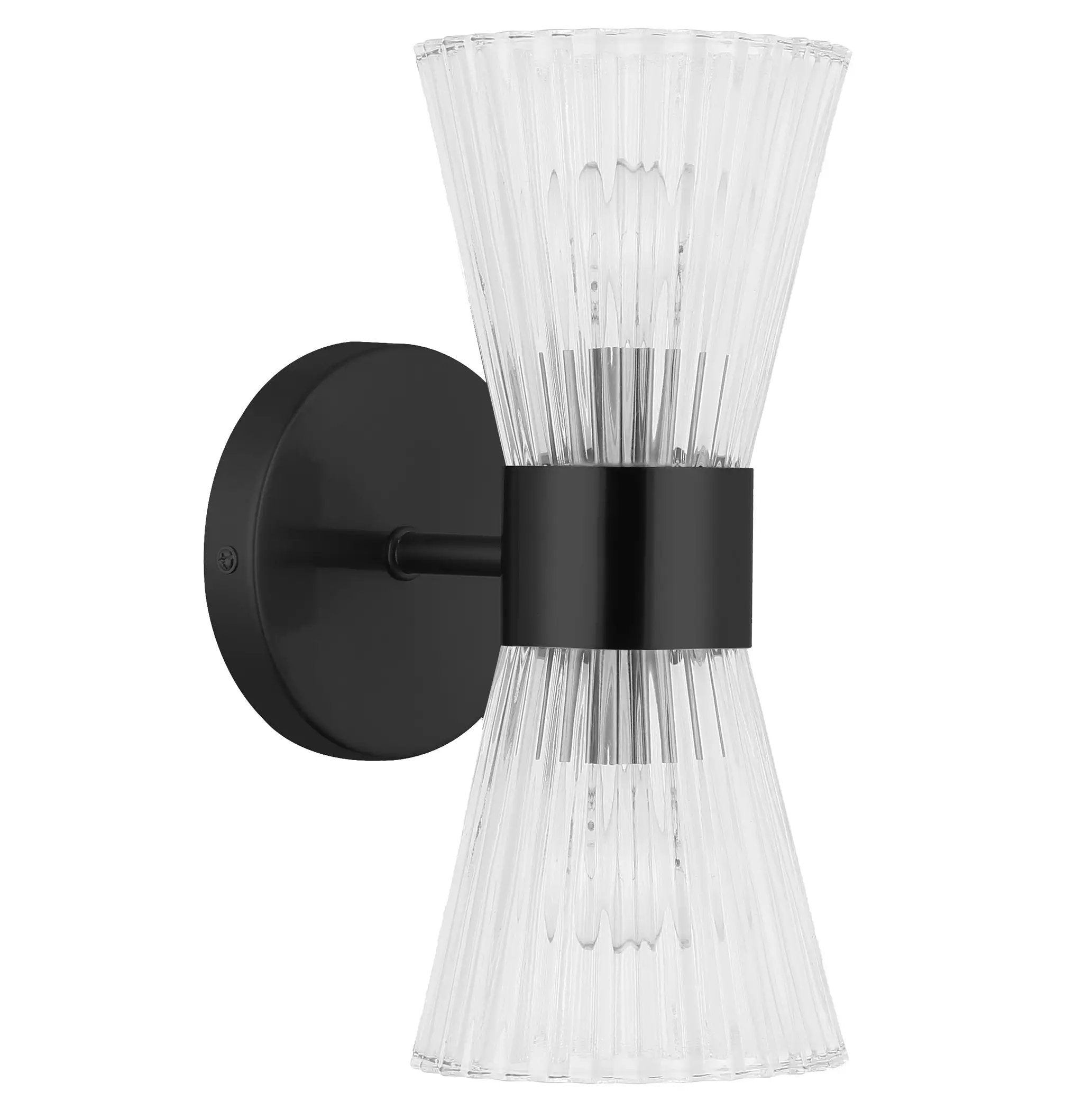 Dainolite 2 Light Incandescent Vanity with Clear Ribbed Glass by Dainolite