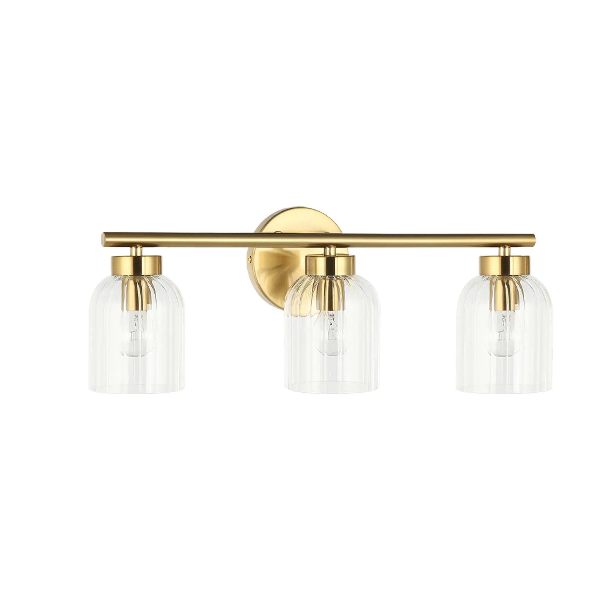 Dainolite 3 Light Incandescent Vienna Vanity with Clear Ribbed Glass by Dainolite