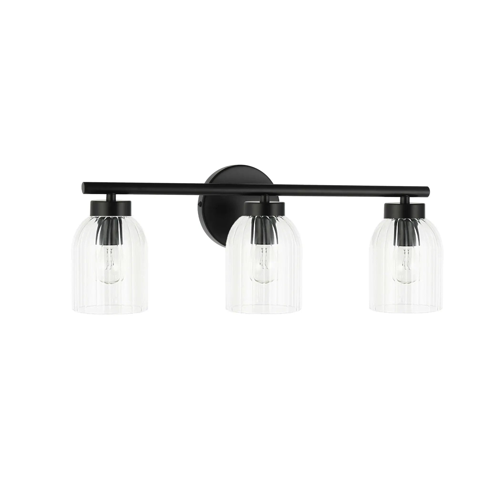 Dainolite 3 Light Incandescent Vienna Vanity with Clear Ribbed Glass by Dainolite