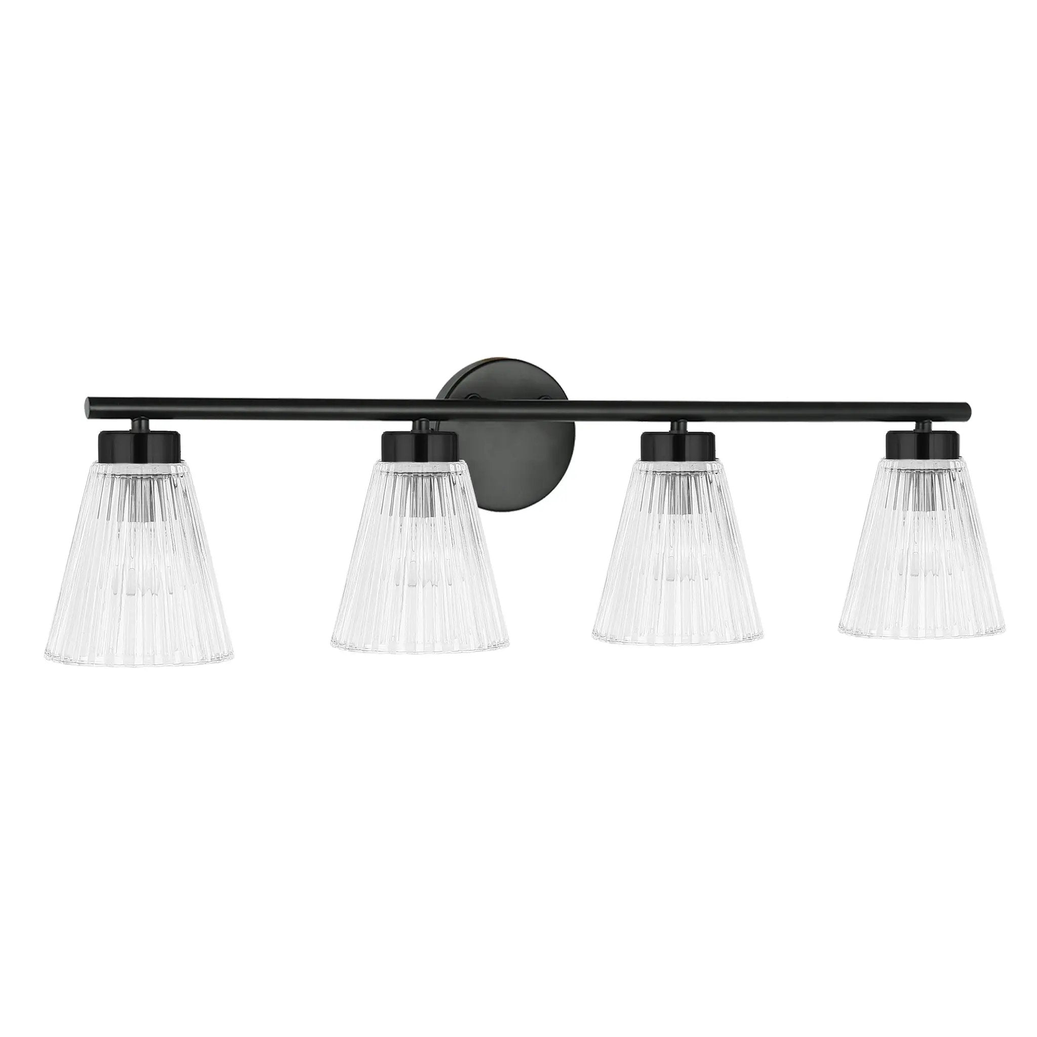 Dainolite 4 Light Incandescent Vanity with Clear Ribbed Glass by Dainolite