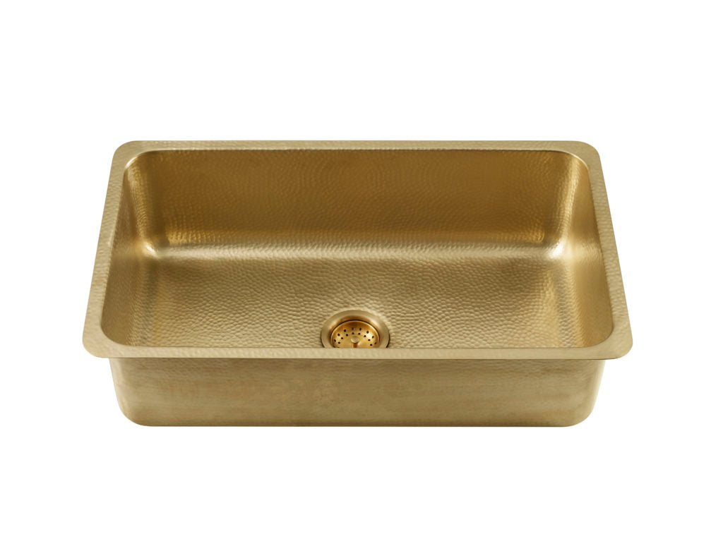semi satin brass hammered sink