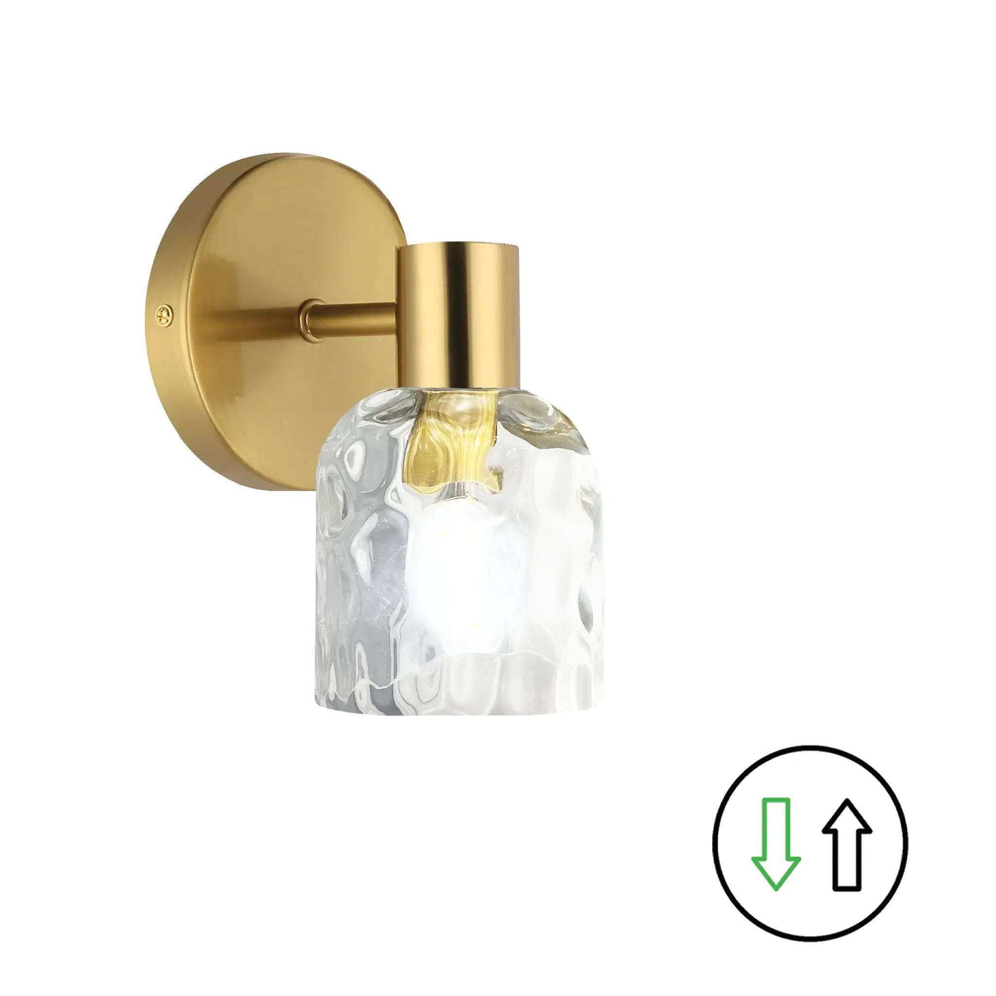Dainolite 1 Light Wall Sconce with Clear Water Glass by Dainolite