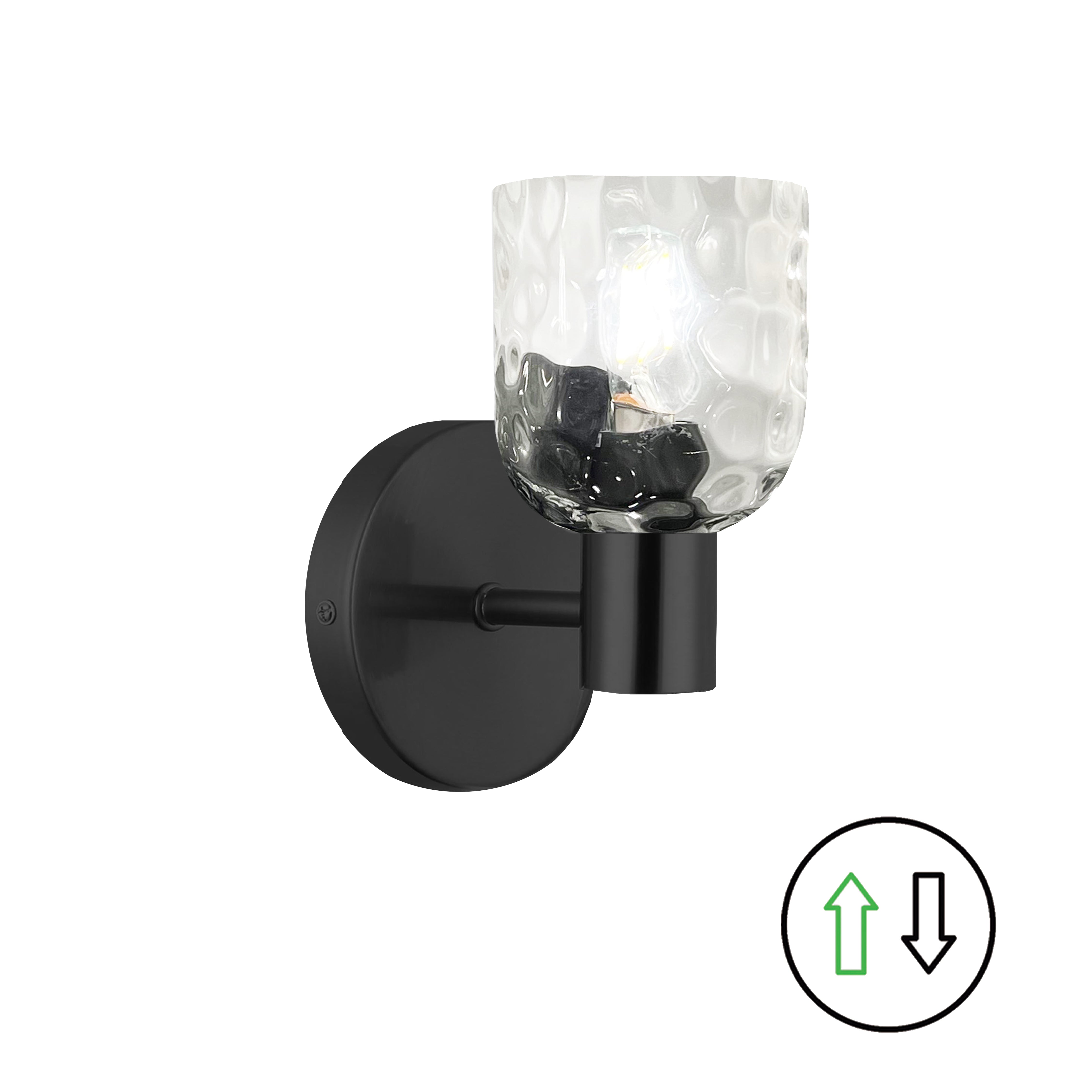Dainolite 1 Light Wall Sconce with Clear Water Glass by Dainolite