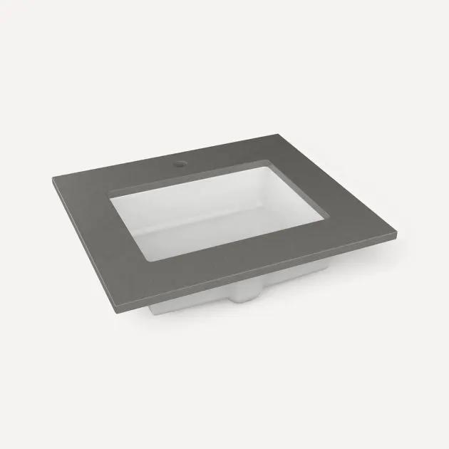 Robern Quartz Stone Vanity Top 25"x 3/4"x 22"Center Undercounter Single Hole Sink by Robern