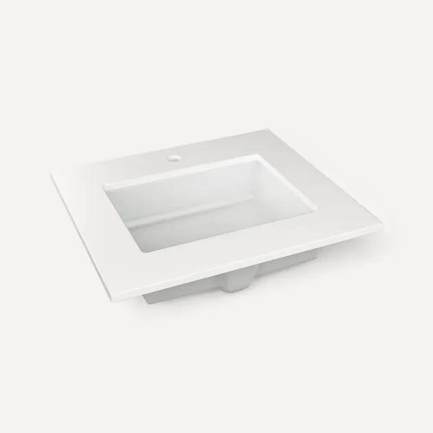 Robern Quartz Stone Vanity Top 25"x 3/4"x 22"Center Undercounter Single Hole Sink by Robern