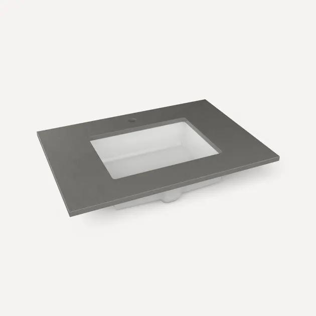 Robern Quartz Stone Vanity Top, 31"x 3/4"x 22"Center Undercounter Single Hole Sink by Robern