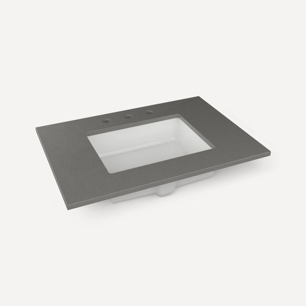 Robern Quartz Stone Vanity Top, 31"x 3/4"x 22"Center Undercounter Three Hole Sink