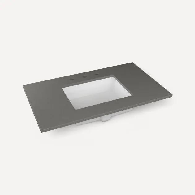 Robern Quartz Stone Vanity Top, 37"x 3/4"x 22"Center Undercounter Three Hole Sink by Robern