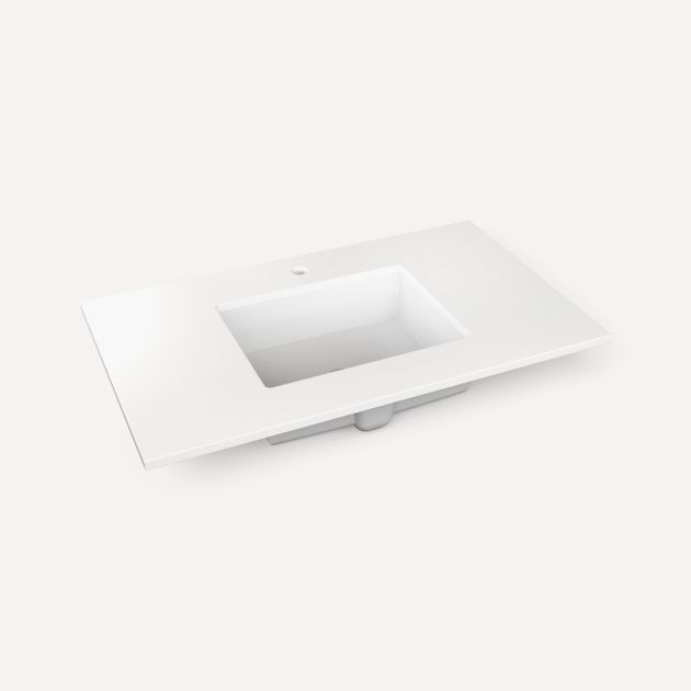 Robern Quartz Stone Vanity Top, 37"x 3/4"x 22"Center Undercounter Single Hole Sink