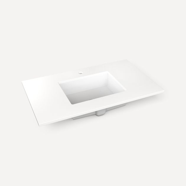 Robern Quartz Stone Vanity Top, 37"x 3/4"x 22"Center Undercounter Single Hole Sink