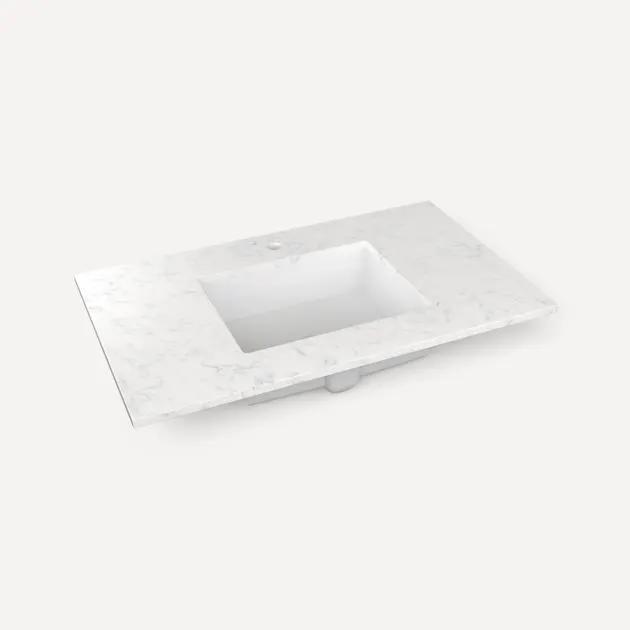 Robern Quartz Stone Vanity Top, 37"x 3/4"x 22"Center Undercounter Single Hole Sink by Robern