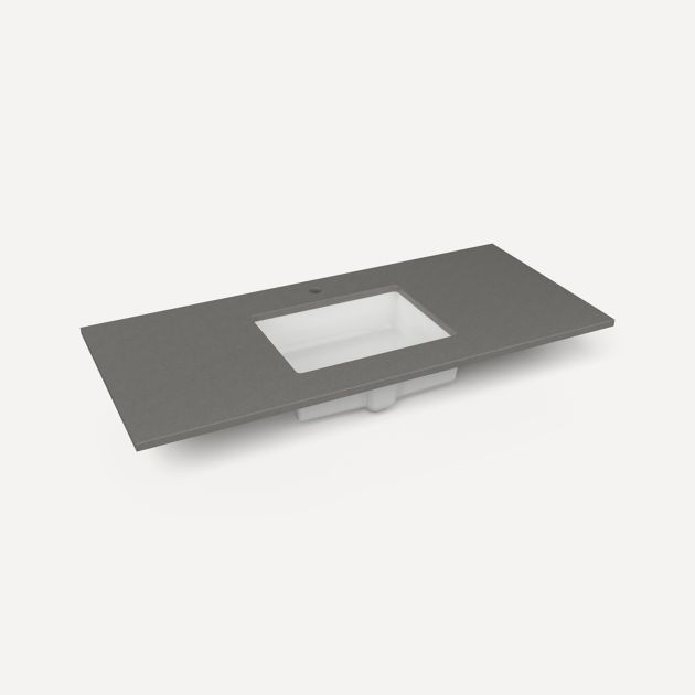 Robern Quartz Stone Vanity Top, 49"x 3/4"x 22" Center Undercounter Single Hole Sink