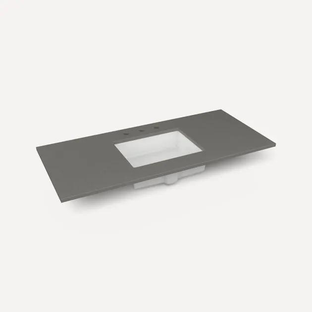 Robern Quartz Stone Vanity Top, 49"x 3/4"x 22"Center Undercounter Three Hole Sink by Robern