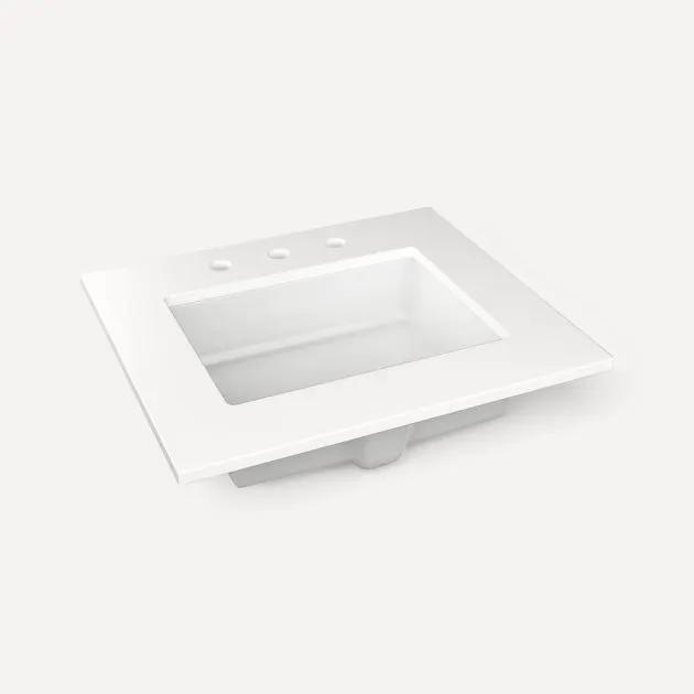 Robern Quartz Stone Vanity Top 25"x 3/4"x 22"Center Undercounter Three Hole Sink by Robern