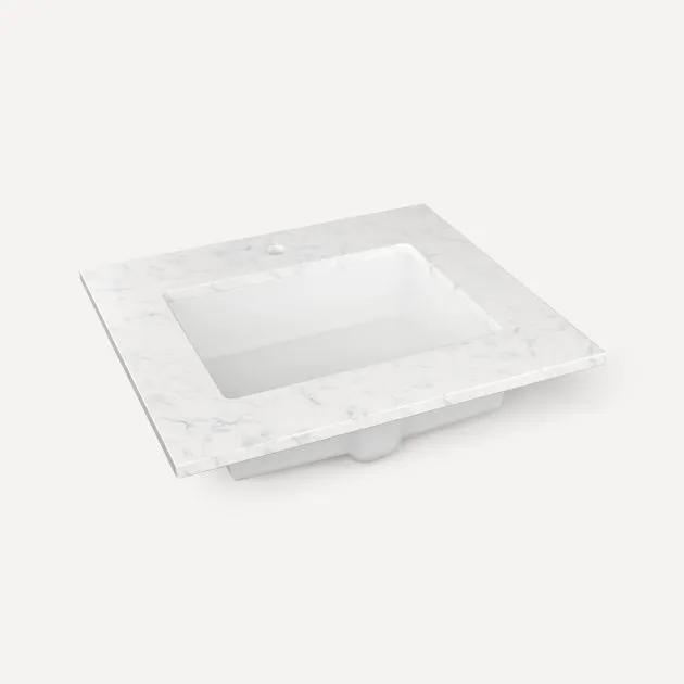 Robern Quartz Stone Vanity Top 25"x 3/4"x 22"Center Undercounter Single Hole Sink by Robern