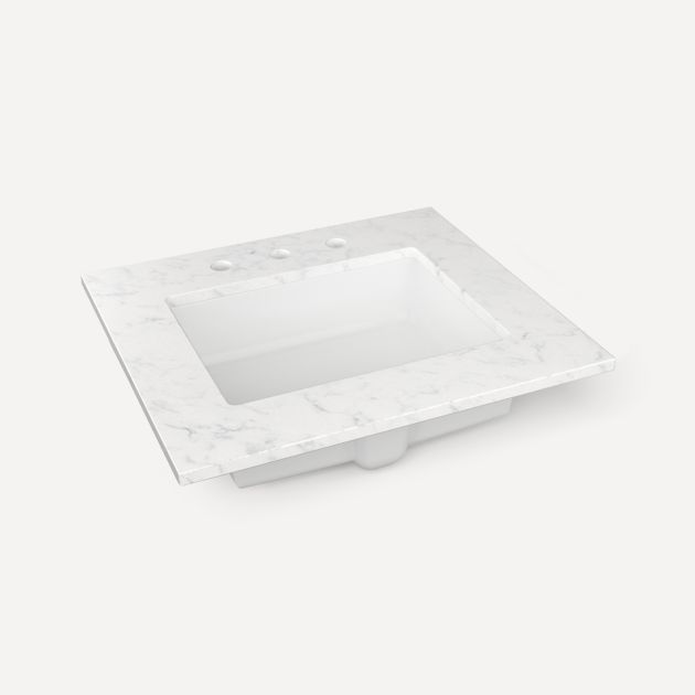 Robern Quartz Stone Vanity Top 25"x 3/4"x 22"Center Undercounter Three Hole Sink