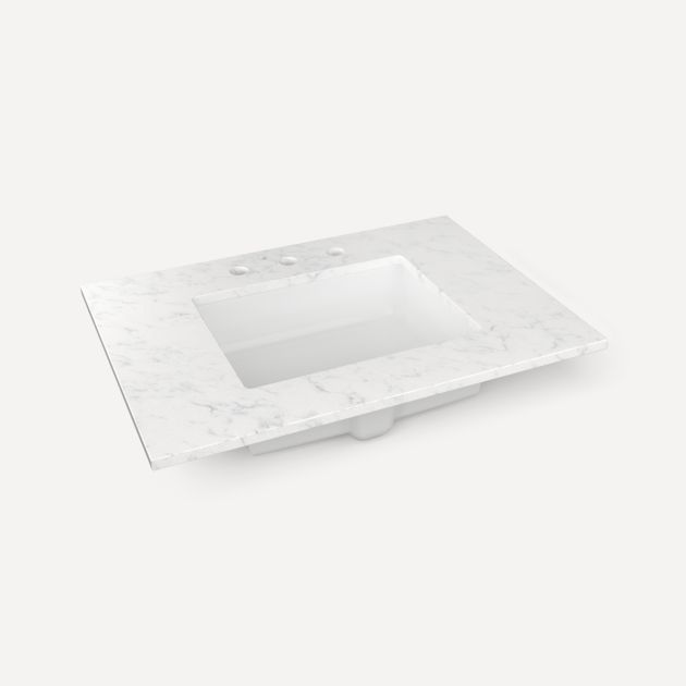 Robern Quartz Stone Vanity Top 31"x 3/4"x 22"Center Undercounter Three Hole Sink