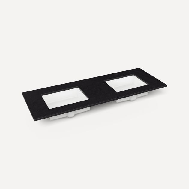 Robern Quartz Stone Vanity Top 61"x 3/4"x 22"Double Undercounter Three Hole Sink