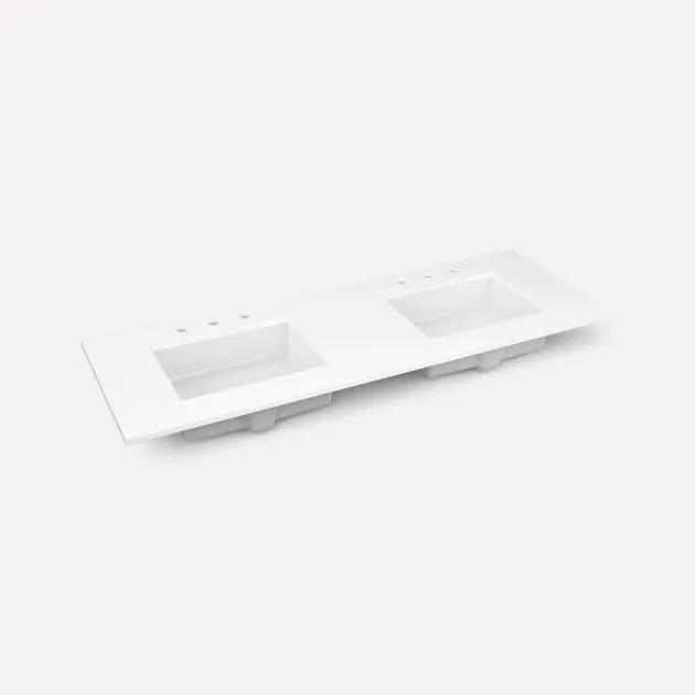 Robern Quartz Stone Vanity Top 61"x 3/4"x 22"Double Undercounter Three Hole Sink by Robern