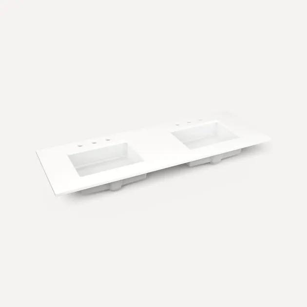 Robern Quartz Stone Vanity Top 61"x 3/4"x 22"Double Undercounter Three Hole Sink by Robern