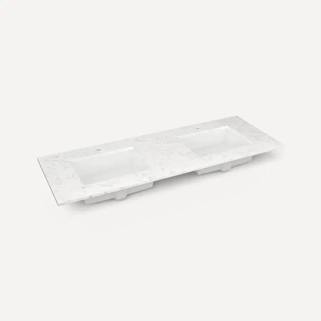 Robern Quartz Stone Vanity Top 61"x 3/4"x 22"Double Undercounter Single Hole Sink by Robern