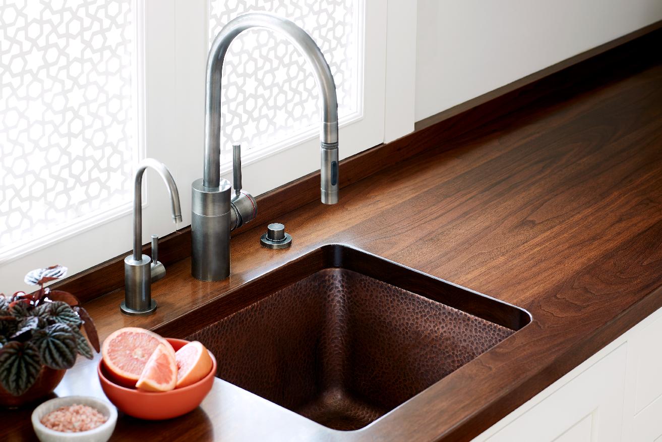 antique copper hammered sink