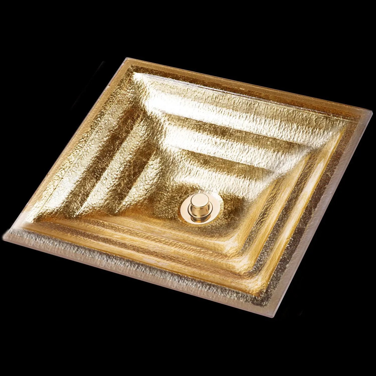 Linkasink Solid Eglomise Metal Leaf Artisan Glass Undermount Sink by Linkasink