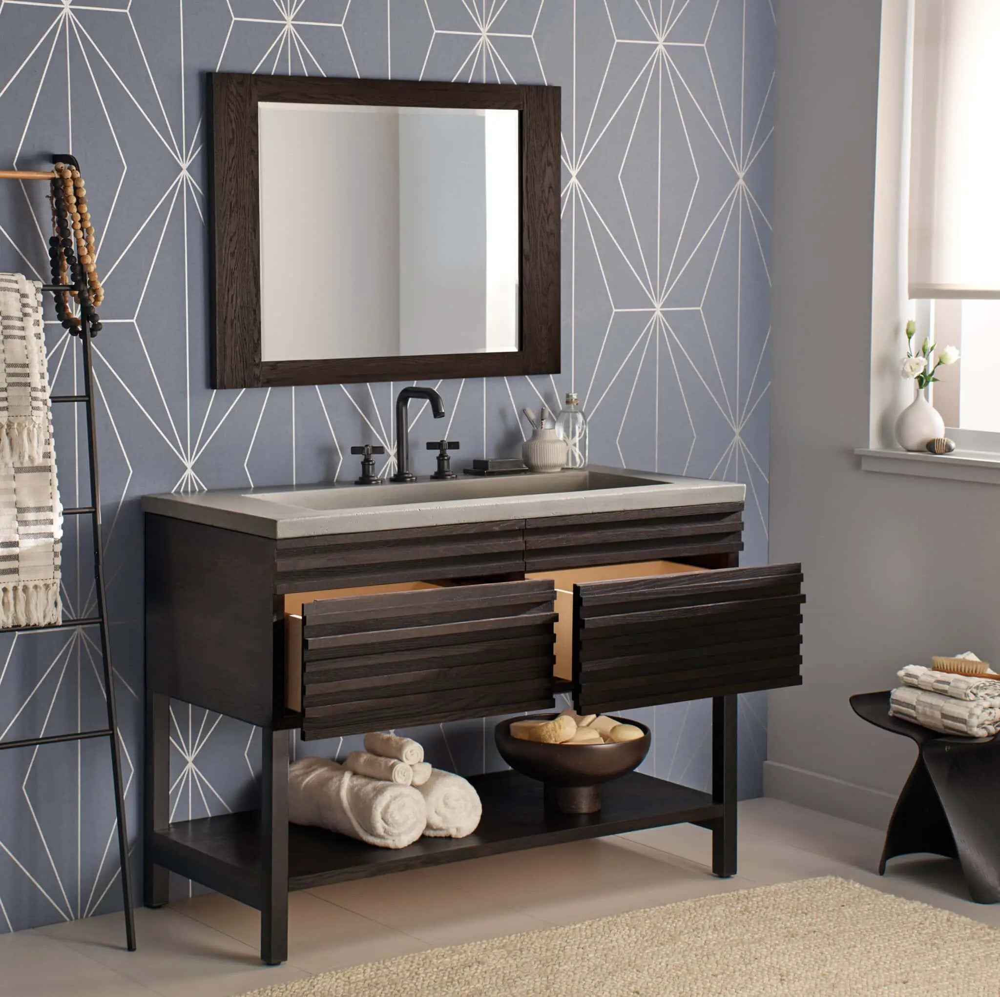 charred oak vanity