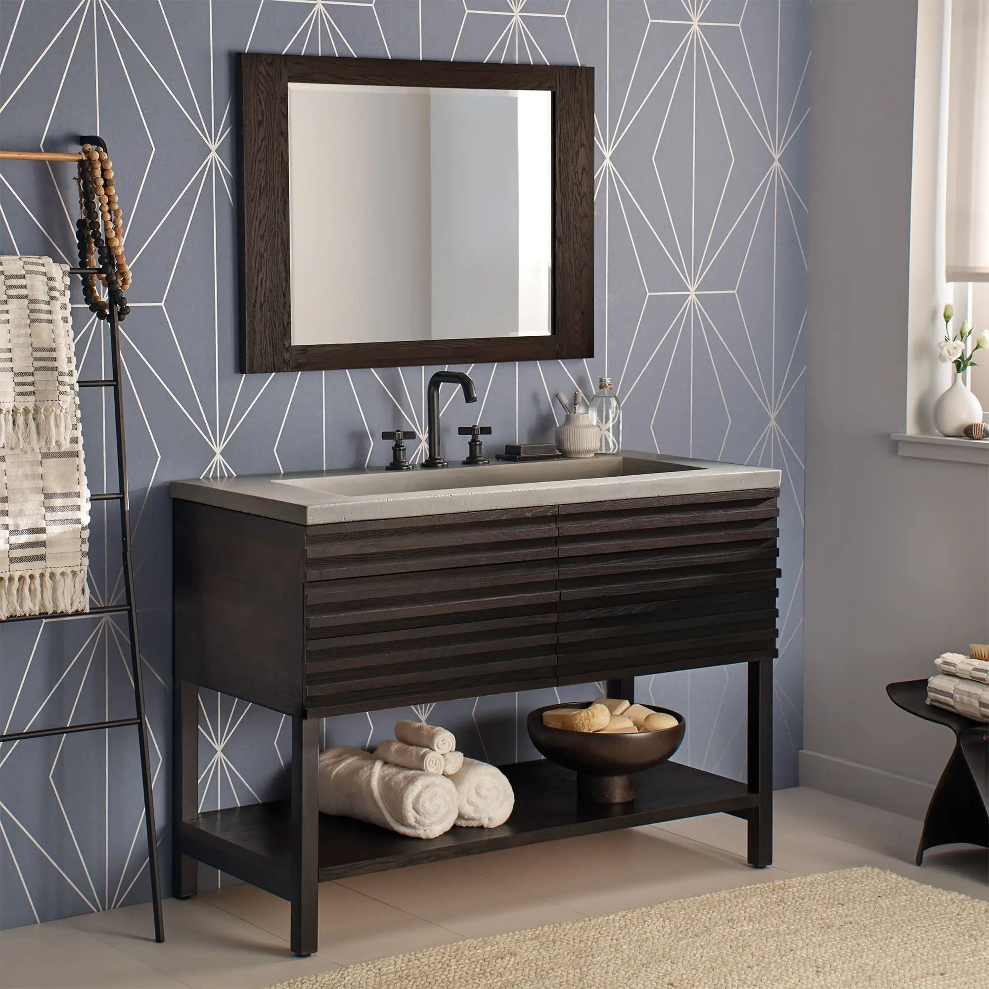 charred oak mirror