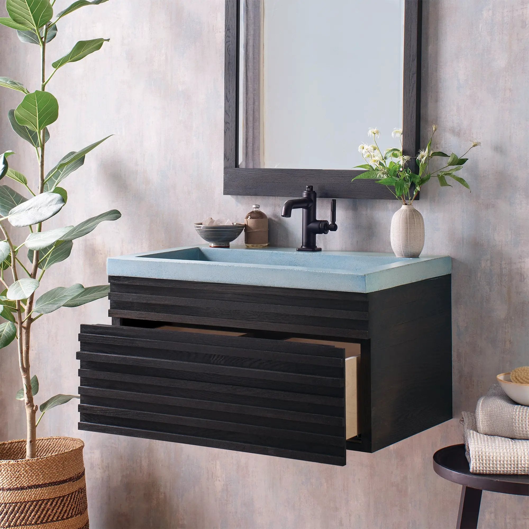 charred oak vanity