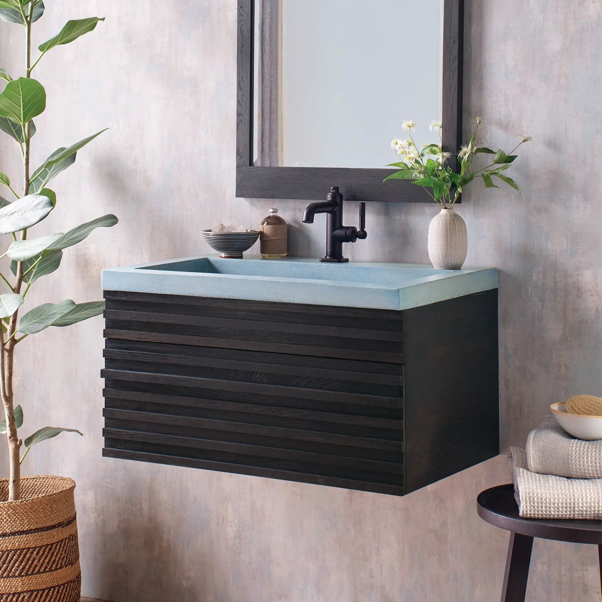 charred oak vanity
