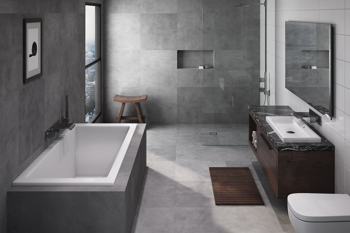 white drop-in bathtub